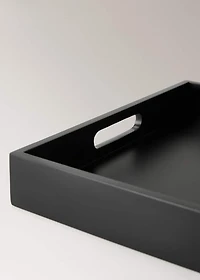 Solid wood decorative tray with handles