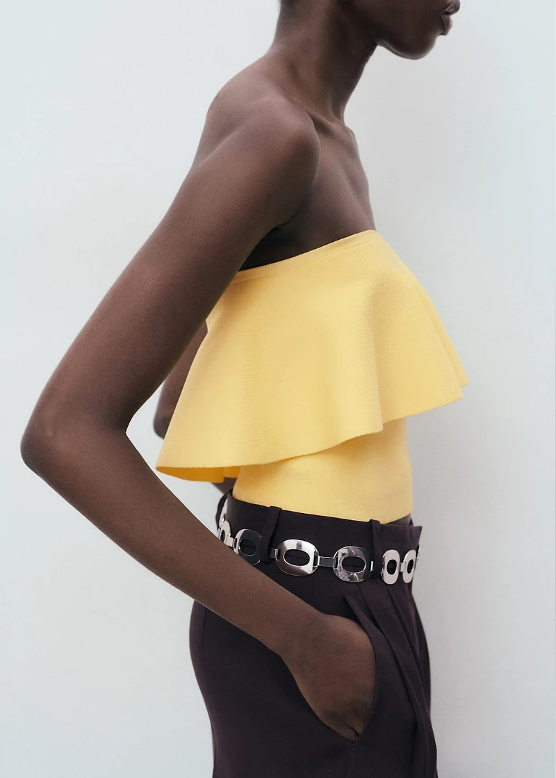 Maxi-ruffle strapless top