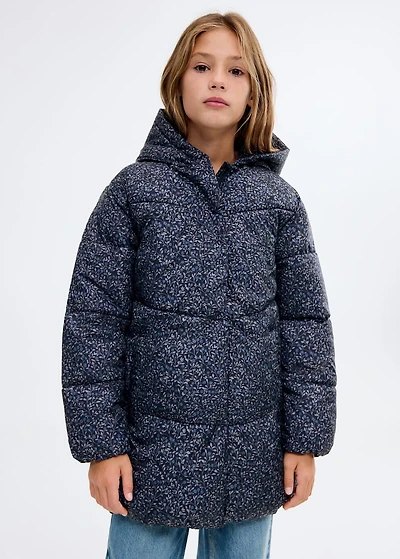 Floral-print coat