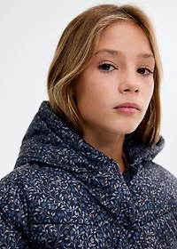 Floral-print coat