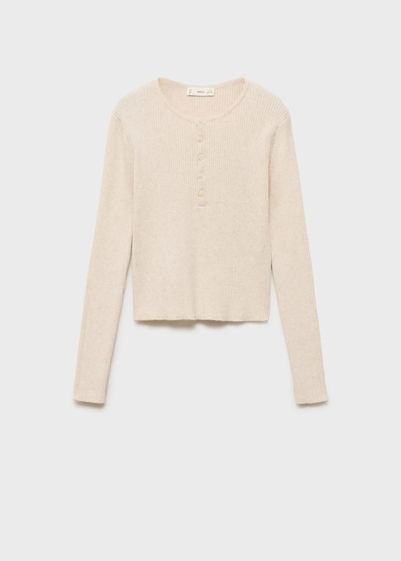 Ribbed sweater with buttons