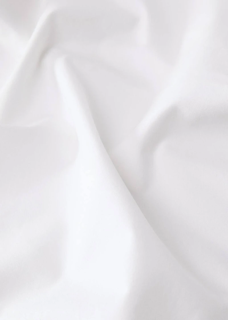 Cotton percale top sheet with linen trim for 135/140 cm bed