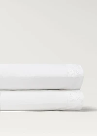 Two pillowcases embroidered floral percale cotton 50x75 cm