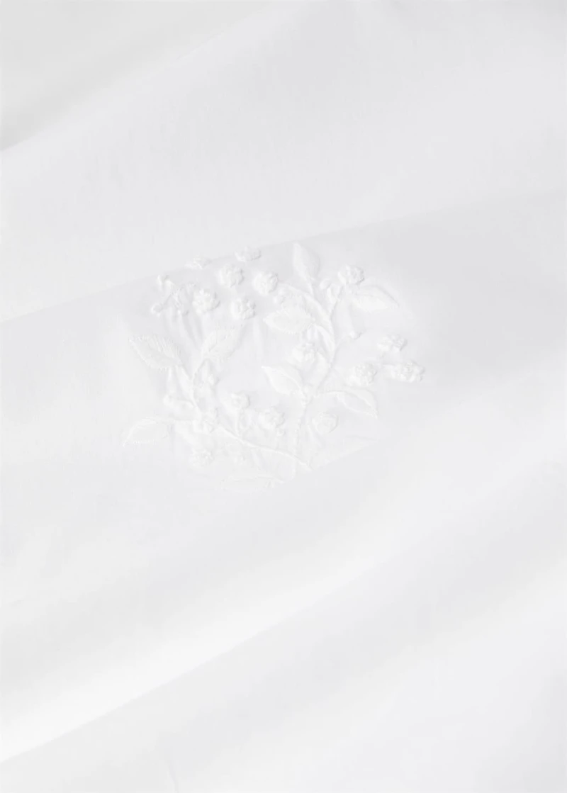 Percale cotton duvet cover with embroidered flowers for / cm bed
