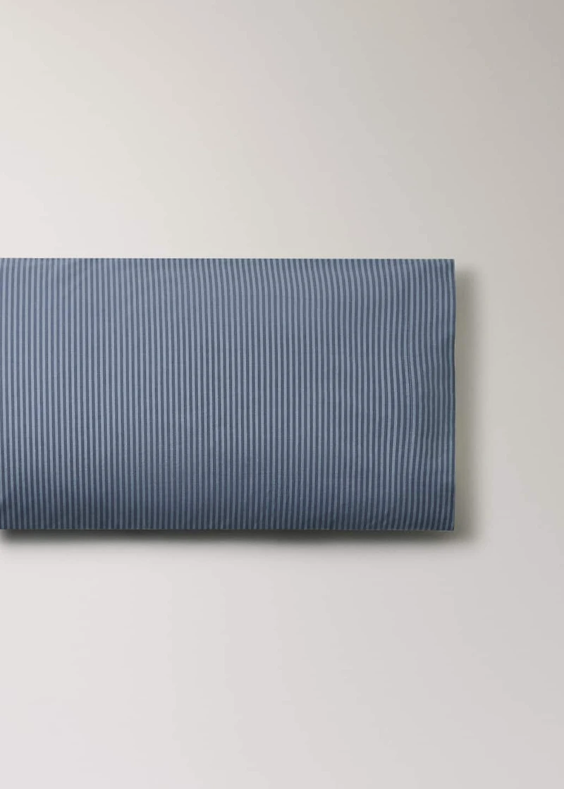 Reversible percale cotton striped pillowcase 45x110 cm