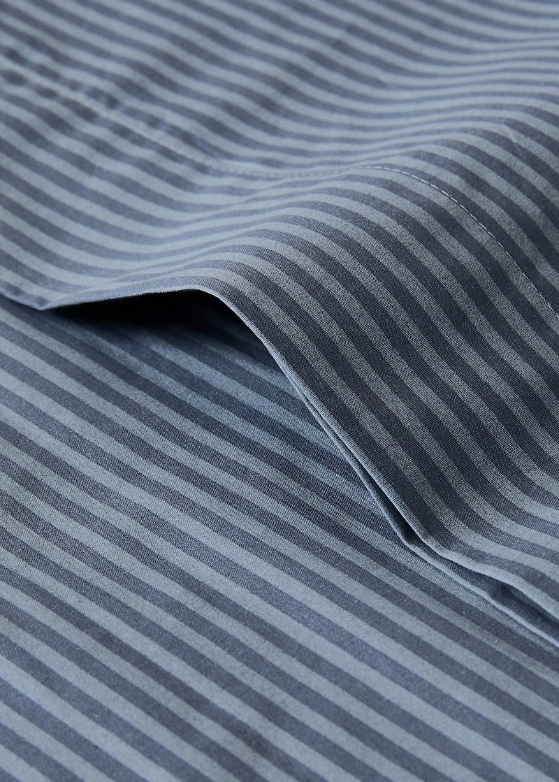 Reversible percale cotton striped pillowcase 45x110 cm