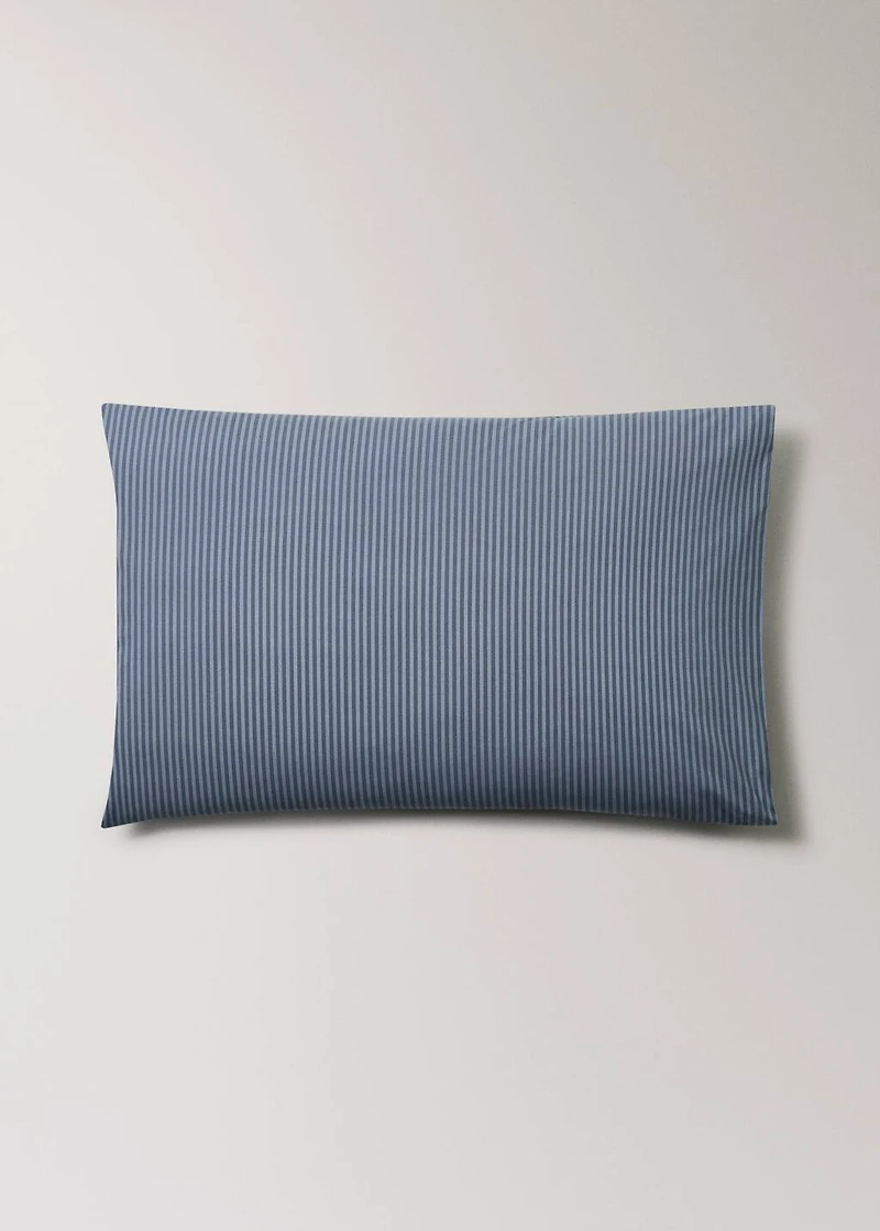 Two reversible percale cotton striped pillowcases 50x75 cm