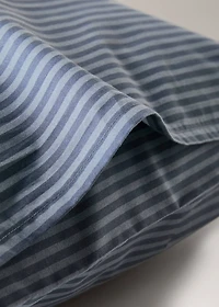 Two reversible percale cotton striped pillowcases 50x75 cm