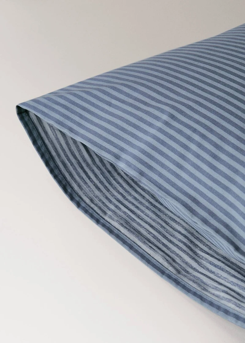 Two reversible percale cotton striped pillowcases 50x75 cm