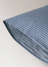 Two reversible percale cotton striped pillowcases 50x75 cm