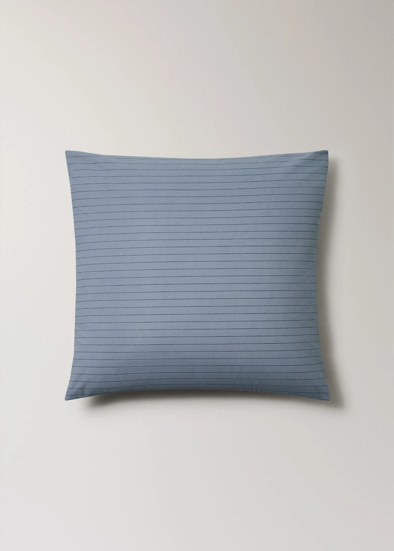 Two reversible percale cotton striped pillowcases 60x60 cm