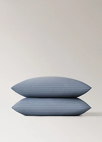 Two reversible percale cotton striped pillowcases 60x60 cm
