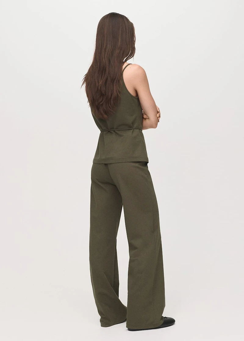 Straight-fit pants with elastic waist