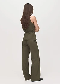 Straight-fit pants with elastic waist