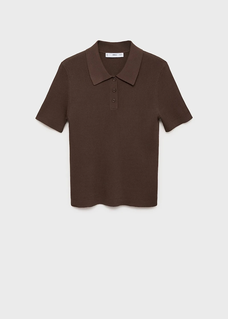 Short-sleeved polo-neck sweater