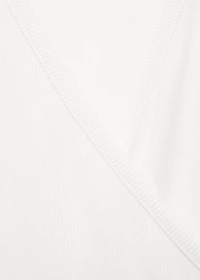 Rib-knit cardigan with tie