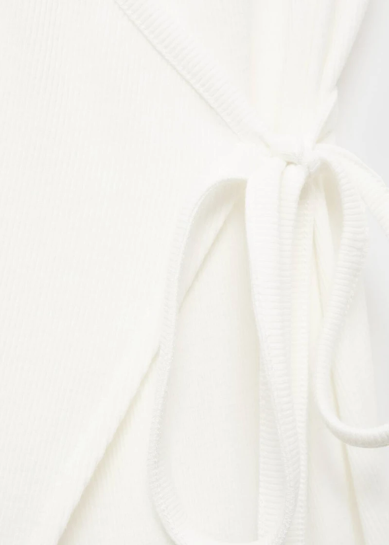 Rib-knit cardigan with tie