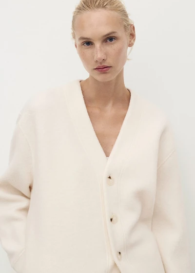 Cotton and wool cardigan with button fasteners