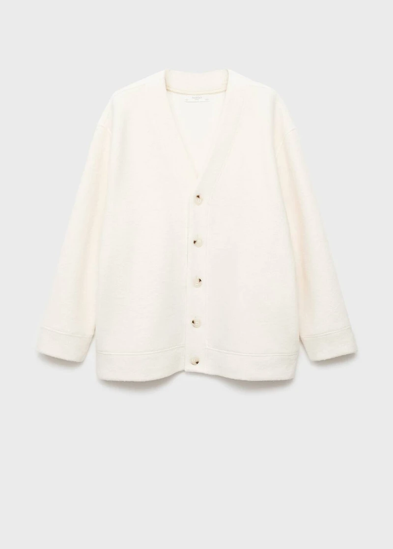 Cotton and wool cardigan with button fasteners