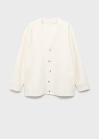 Cotton and wool cardigan with button fasteners