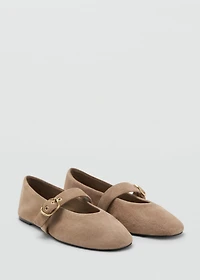 Suede leather ballet flats