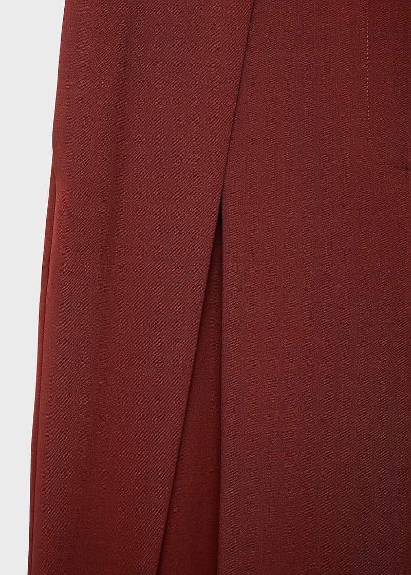 Wide-leg pleated suit pants