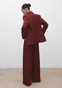 Wide-leg pleated suit pants