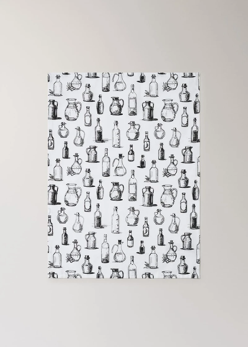 Cotton kitchen towels with bottle design
