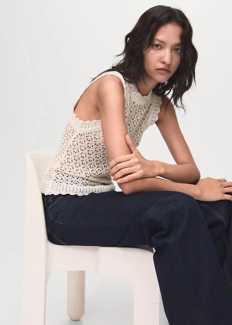 Openwork knit top