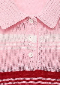 Striped knitted polo-neck top