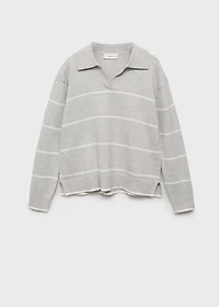Striped polo-neck sweater