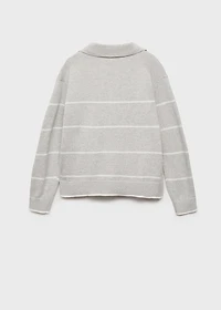 Striped polo-neck sweater