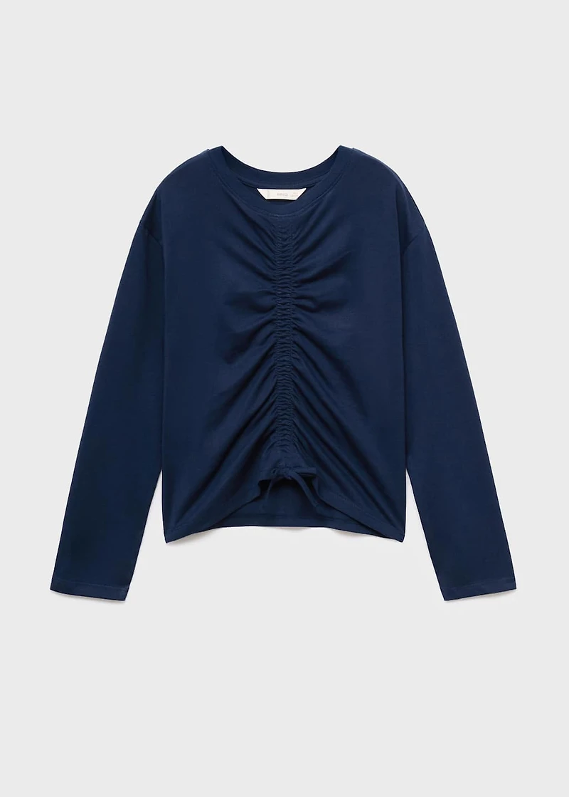 Gathered cotton t-shirt