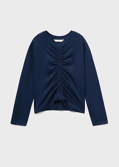 Gathered cotton t-shirt