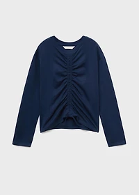 Gathered cotton t-shirt
