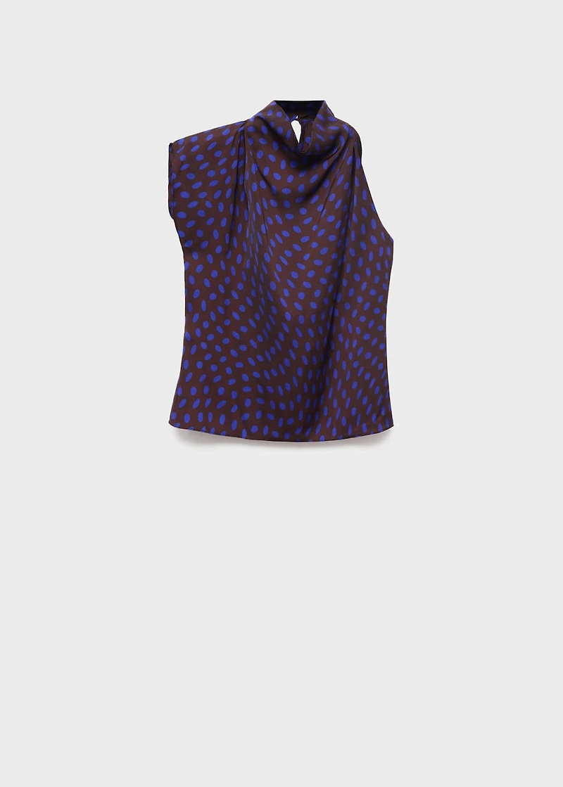 Polka-dot blouse with draped collar