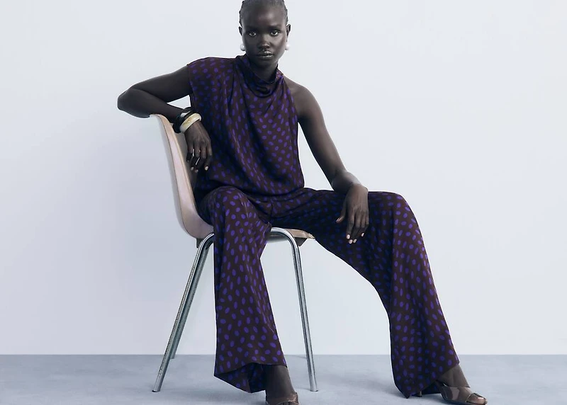 Polka-dot blouse with draped collar