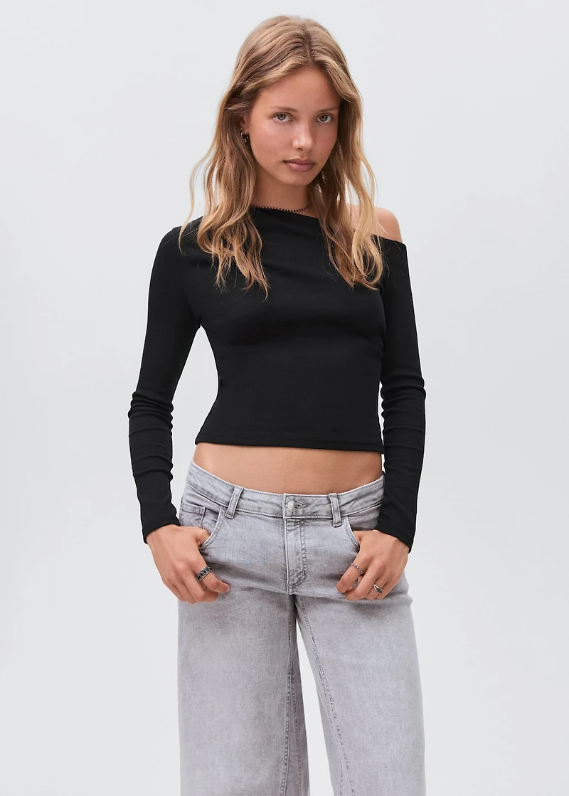 Asymmetric cotton T-shirt