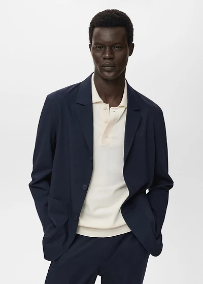Slim-fit suit jacket with pockets
