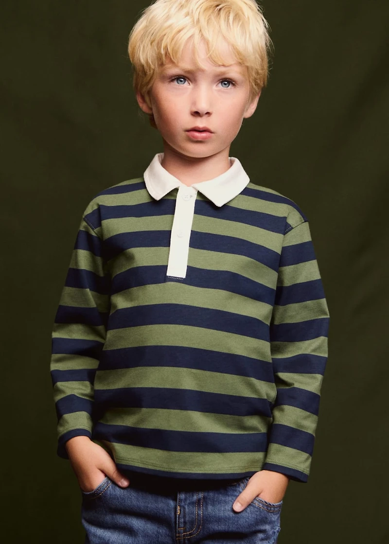 Striped cotton polo shirt