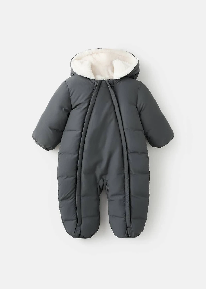 Quilted hoodie with fur hood