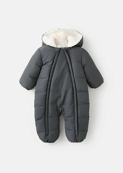 Quilted hoodie with fur hood