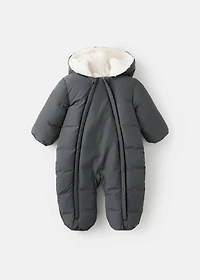 Quilted hoodie with fur hood