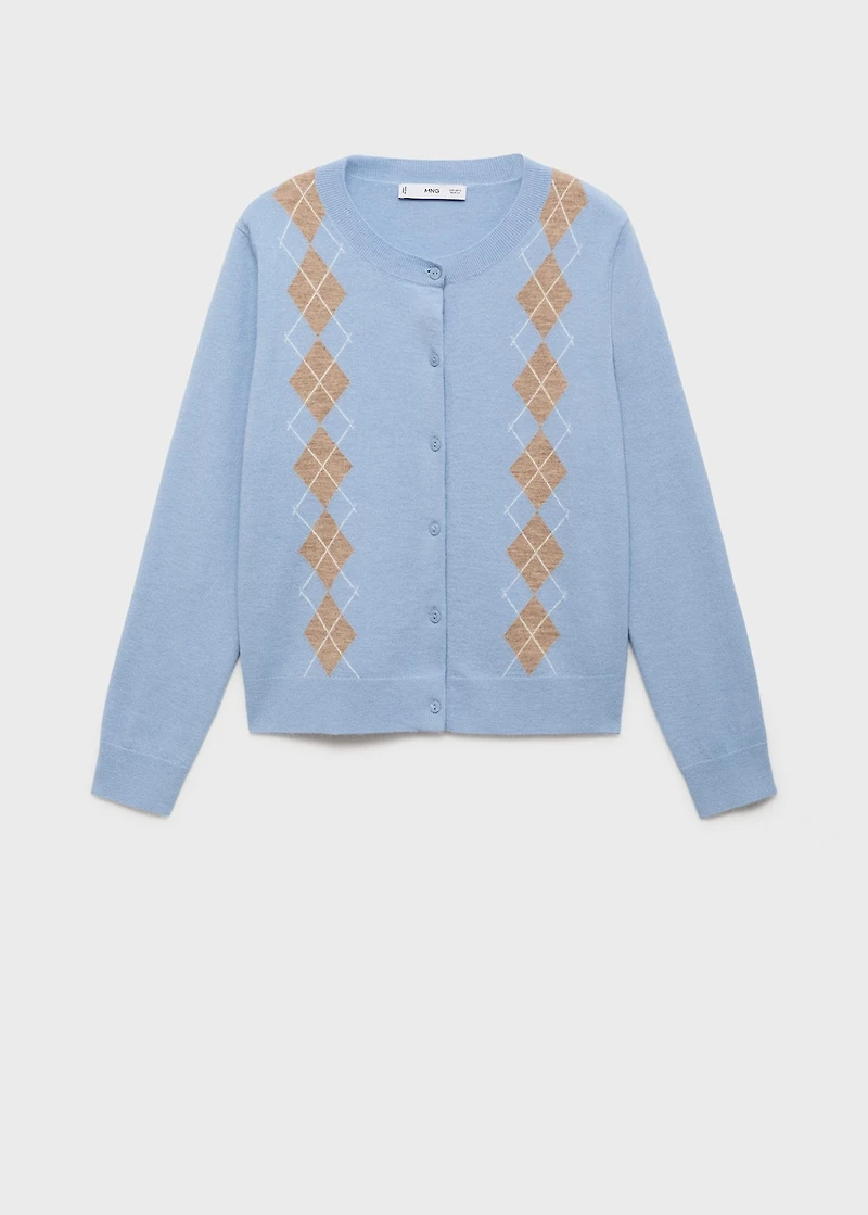 Knitted cardigan with diamonds