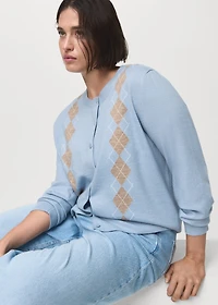 Knitted cardigan with diamonds