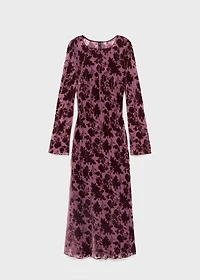 Floral jacquard dress with bell sleeves