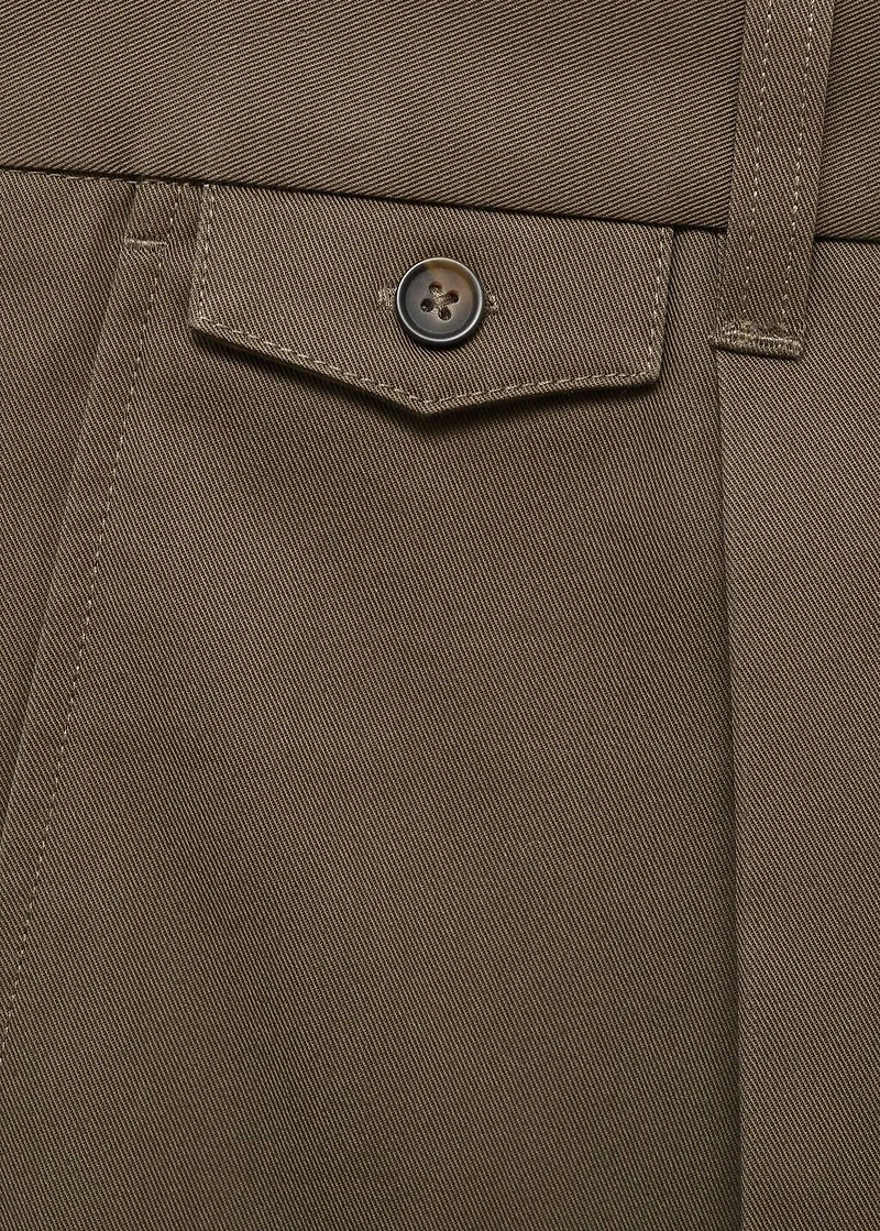 Regular fit pleated cotton pants