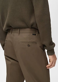 Regular fit pleated cotton pants