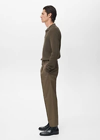 Regular fit pleated cotton pants