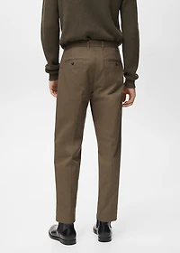Regular fit pleated cotton pants